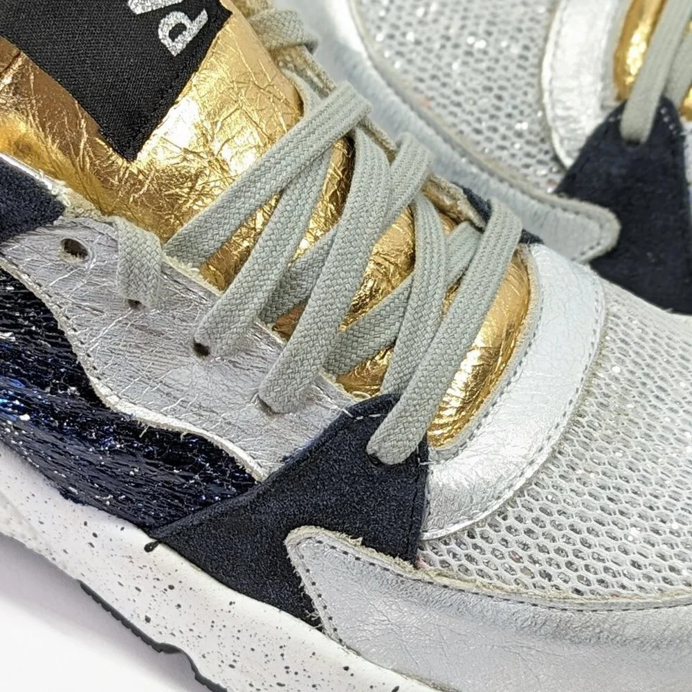 P448 Women's Alex Lace-Up Metallic Leather Sneakers Saturn Size 37 EU MSRP $298 - Picture 4 of 12